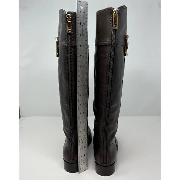 Tory Burch Boots Women's 8M Brown Leather Tall Equestrian Riding Boots Back Zip - Picture 12 of 16